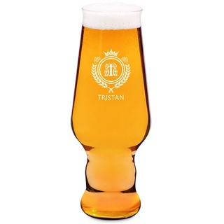 Maverton Craft Bier-Glas mit Gravur - personalisiert - 400 ml - mit Sockel - Bierglas für Kraftbiere - Geburtstagsgeschenk für Männer - Geschenkidee für Bierfans - Buchstabe