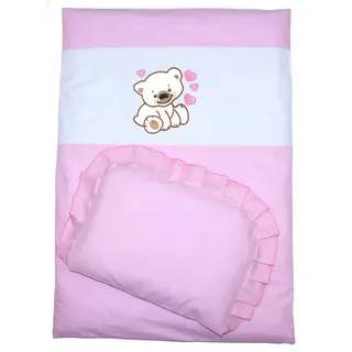 Primawela Babybettwäsche Kinderwagenset Baby Bettwäsche für Kinderwagen Bezüge Decke Kissen, 2 teilig rosa