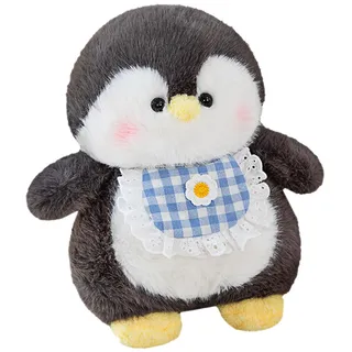Pinguin Kuscheltier, Pinguin Plüschtier mit Lätzchen, Stofftier Schmusetier zum Kuscheln & Spielen, Weiches Tiere Spielzeug Zierkissen Schlafkissen Geschenk für Kinder Erwachsene (55cm,Schwarz)