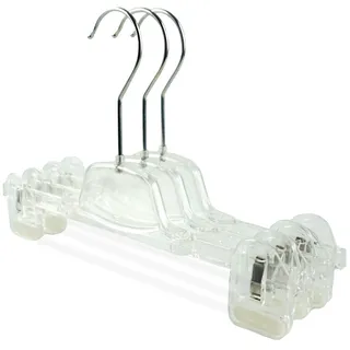 famy.Shop Kinderkleiderbügel 10 Stück aus Kunststoff, Babykleiderbügel mit Klammern, transparent