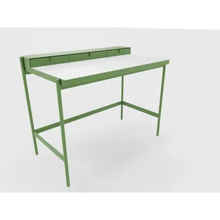 PS 20 Sekretär/Schminktisch Resedagrün (RAL 6011) Laminat Weiß