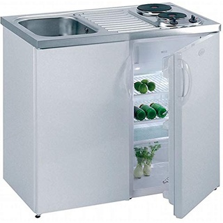 Pantryküche Küchenzeile Singleküche mit Kühlschrank und 2 Sterne Gefrierfach Spülbecken Links 860 x 1000 x 600 mm Weiß 731250