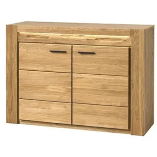 99rooms Kommode Vittorio (Sideboard, Highboard), Modern Design, mit LED-Beleuchtung, Soft-Close, aus Massivholz