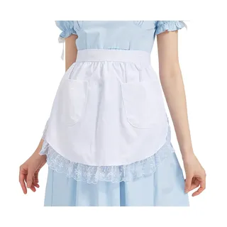 Nanxson Damen Mädchen Küchenschürze Retro Maid Kostüm Kochschürze | Frauen weiß kurz Taillenschürze, Cosplay Halbschürze mit Tasche für Küche, Party, Halloween, Karnel - Einheitsgröße
