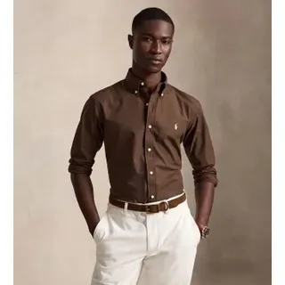 Polo Ralph Lauren für Herren. 710929349505 Bügelfreies Popeline-Hemd Custom Fit braun (XL), Lässig, Baumwolle, Langarm