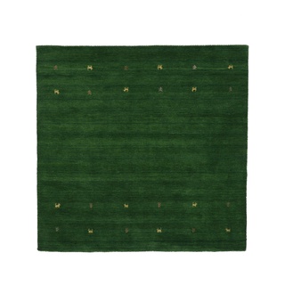 carpetfine Wollteppich Gabbeh Uni Quadratisch Grün 120x120 cm | Moderner Teppich für Wohn- und Schlafzimmer