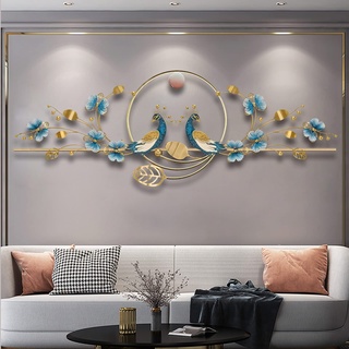 Ainydie Moderne Metall Wanddeko Wanddekoration, 3D Pfau und Schmetterling Wandskulptur, Dekor für Zuhause Schlafzimmer Wohnzimmer Ornamente,150x50cm