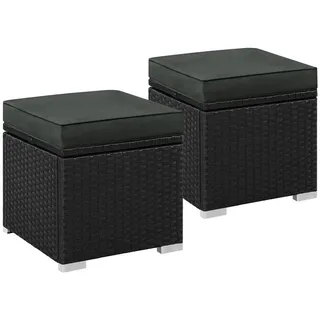Yaheetech Hocker Sitzhocker mit Stauraum & Abnehmbarem Sitzkissen, 2 STK. Sitzgelegenheit fürs Wohnzimmer/Eingangsbereich/Balkon/Garten grau|schwarz