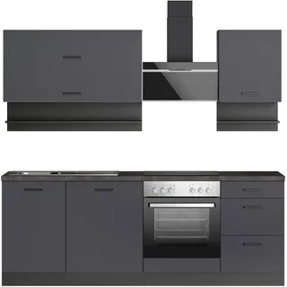 kochstation Küchenzeile KOCHSTATION 220 cm grau