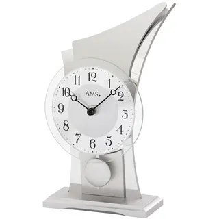 Pendeltischuhr AMS "T1138", silber (silberfarben), Tischuhren, Wohnzimmer, Esszimmer,Made in Germany