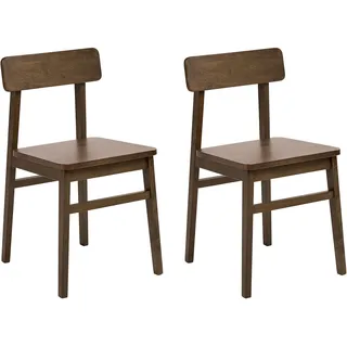 Beliani Esszimmerstuhl Holz Dunkelbraun 2er Set