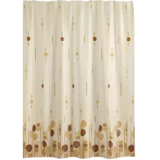 EDLER Textil Duschvorhang 240 x 200 cm Hell & Dunkel Braun, Beige | Waschbarer Stoff Duschvorhang mit Braun Kreisen Design | Badewannen- & Duschvorhang inkl. Ringe | Wasserabweisend & Pflegeleicht