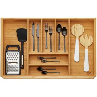 So-tech - orga-box 3 bambus Besteckeinsatz Holz-Besteckkasten für Nobilia Schubladen ab August 2012 für 80er Schublade (473 x 697 mm) mit 7 Fächer