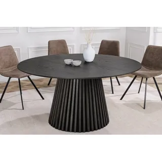 riess-ambiente Esstisch VALHALLA WOOD 120cm schwarz · runder Küchentisch im Japandi-Design (Einzelartikel, 1-St), 6 Personen · Säulenfuß aus Massivholz · Eiche schwarz 120 cm x 75 cm x 120 cm
