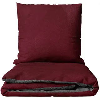Leonado Vicenti Bettwäsche Winter flauschig warm, Fleece, 3 teilig, Thermofleece kuschelig weich, Einfarbig rot