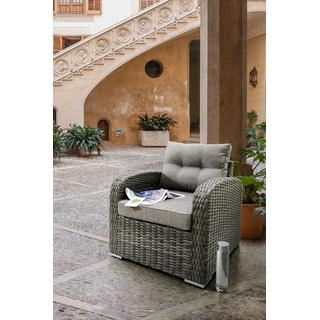 Loungesessel DESTINY "SANTA PONSA" Sessel Gr. B/H/T: 79 cm x 73 cm x 79 cm, grau (mixed grey) Lounge-Gartenmöbel 3-tlg., hochwertiges Polyrattan, inkl. Auflagen