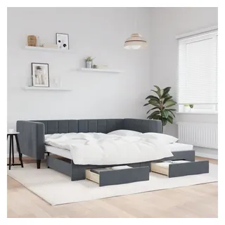 vidaXL Tagesbett Ausziehbar mit Schubladen Dunkelgrau 100x200 cm Samt