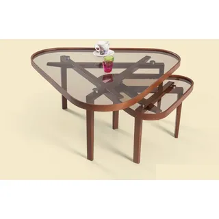 JV Möbel Designer Dreieckige Sofatische Braun Holz 95 x 45 cm