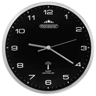 monzana Funk Wanduhr 31 cm 31 silber/schwarz