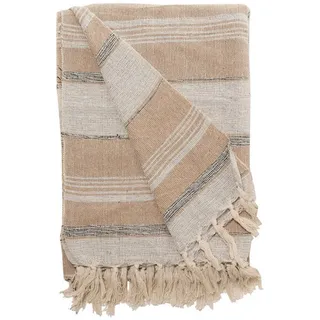 Wohndecke Decke Überwurf Roh 100% Baumwolle 130x180 cm Skandinavisch Natur-Weiß, AU Maison, 100% recycelte Baumwolle beige