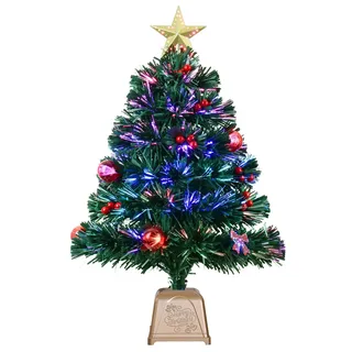 Künstlicher Weihnachtsbaum, künstlicher Mini-Weihnachtsbaum, Stern, Schleife und Kugel, 61 cm, Grün