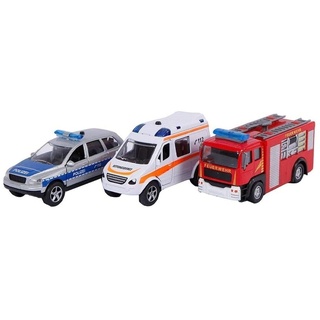 Kids Globe Spielwelt 2 Play Einsatzfahrzeuge 3-teilig, Polizeiauto, Rettungssanitäter