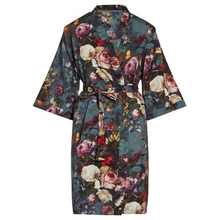 Essenza Kimono sarai karli, Kurzform, Baumwolle, Kimono-Kragen, Gürtel, mit wunderschönem Blumenprint grün XXL