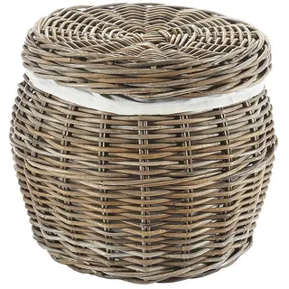 Kobolo Aufbewahrungskorb Wäschebehälter - Rattan - Stoffeinsatz und Deckel (1 St) grau