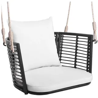 COSTWAY Hängesessel, ohne Gestell, mit Kissen, Rattan 180kg höhenverstellbar weiß 80 cm x 38 cm x 63.5 cm