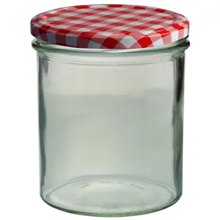 Mambocat 48er Set Sturzglas 350 ml Marmeladenglas Einmachglas To 82 rot karierter Deckel incl. Diamant-Zucker Gelierzauber Rezeptheft