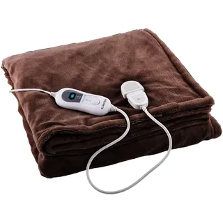 Klarstein XL Wärmedecke, 120 W Heizdecke mit Abschaltautomatik, Kuscheldecke fürs Bett, Sofa & Camping, Elektrische Groß, Energiesparend & Waschbar, Decke 180x130 cm