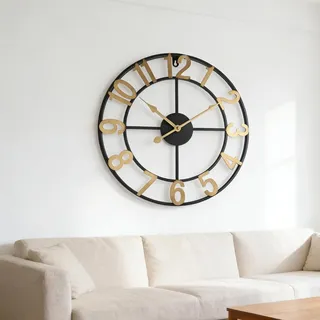 Vintage Metall Outdoor Wanduhr mit großen gut ablesbaren Ziffern Lautlos Quarzwerk Wetterbeständiges Design für Terrasse Garten Veranda Poolbereich (G)