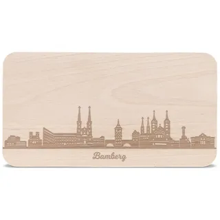 GRAVURZEILE Frühstücksbrettchen mit Gravur - Skyline Bamberg - Holz Schneidebrett Vesperbrett Brotzeitbrett - Geschenk für Bayern Stadtverliebte - Ideal auch als Souvenir