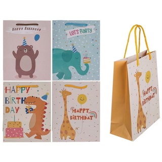ReWu Geschenkbox Papier-Geschenktüte Geburtstags-Tiere