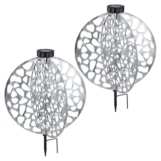 GLOBO Solarleuchte Metall 40x40x51 cm 2er Set silberfarben