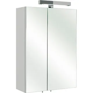 Saphir Spiegelschrank Quickset 311 Badschrank, 2 Spiegeltüren, 2 Einlegeböden, 50 cm breit inkl. LED-Beleuchtung, Schalter-/Steckdosenkombination weiß