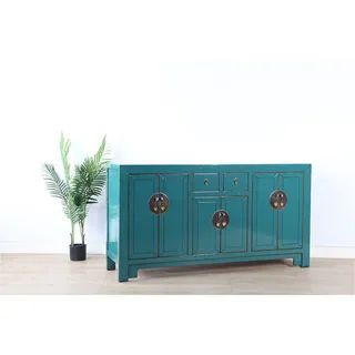 chinesische Kommode Sideboard 6 Türen 2 Schubladen türkis RAL5018 #M-SID-A13T