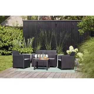 Gartenmöbel-Set, Keter Marie, Rattan-Optik, Schwarz, 4-Personen, Mit Couchtisch - Schwarz