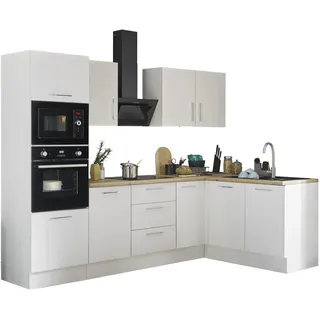 TURIN LBM Eckküche Küchenzeile Artisan Eiche Optik Weiß 270 x 211 x 60 cm | Küche ohne Küchengeräte, L-Form, L-Küche, Einbauküche ohne Elektrogeräten, geräumig, mit viel Stauraum, modernes Design