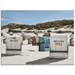 Glasbild ARTLAND "Ein Tag am Meer" Bilder Gr. B/H: 80 cm x 60 cm, Glasbild Strand Querformat, 1 St., weiß Glasbilder