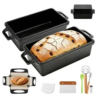 Gusseisen Brotbackform 30cm mit Deckel und Backzubehör