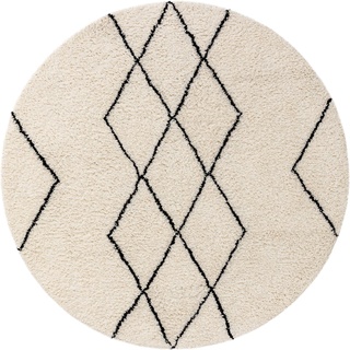 benuta Pure Wollteppich Berber - 100% Wolle handgeknüpft - Rund & im Style: Berber, Traditionell, Natural Living - Pflegeleicht für Wohnzimmer Schlafzimmer | Cream | ø 150 cm rund