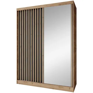 beautysofa Schwebetürenschrank Donatello 160 x 204,5 x 60 cm Eiche/Schwarz