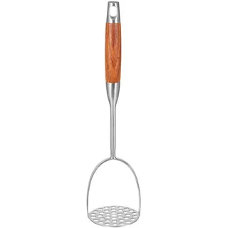 Angoily Kartoffelstampfer Aus Edelstahl Mit Holzgriff Manueller Kartoffelbrecher Für Kartoffelpüree Süßkartoffeln Kürbis Und Yamswurzeln Handpresswerkzeug Für Die Küche