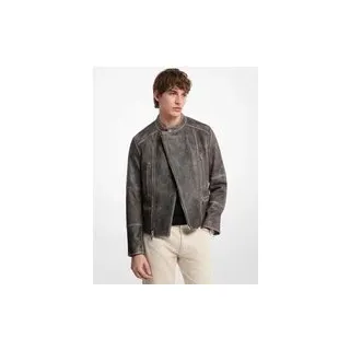 MK Bikerjacke aus gewaschenem Leder - Schwarz - Michael Kors - XL