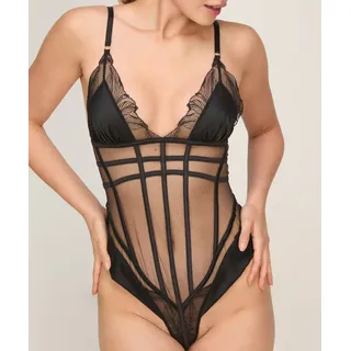 Body HUNKEMÖLLER "Body Ellen", Damen, Gr. S, schwarz, 67% Polyamid, 20% Polyester, 13% Elasthan, Bodys Body