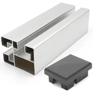 HORI® Design Pfosten | WPC Sichtschutz | Aluminium | Stecksystem | Zaun | Garten | Gartenzaun | Lamellenzaun | Windschutz | Zaunelemente I Silber I für 180 cm Zaunhöhe I zum Aufschrauben