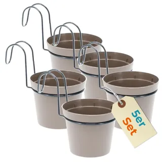GarPet Hängender Blumentopf 5er Set Hängeblumentopf Hänge Blumentopf zum Einhängen Hängetopf Für Pflanzen Hängepflanzen Topf Balkon Hängender Pflanztopf mit Halterung Haken