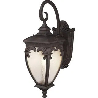 Außenleuchte Wand Aluminium Glas E27 IP44 48 cm hoch in Bronze Antik Vintage Design Außenlampe - Bunt