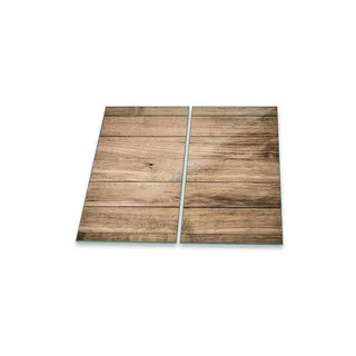 Herdabdeckplatte Abdeckung Ceranfeld Abdeckplatte Schneidebrett 2-Teilig 60x52 Bretter Holz Braun Spritzschutz Glasplatte Ceranfeldabdeckung Schutz Herdschutz Sicherheitsglas Glasschneidebrett 2x30x52